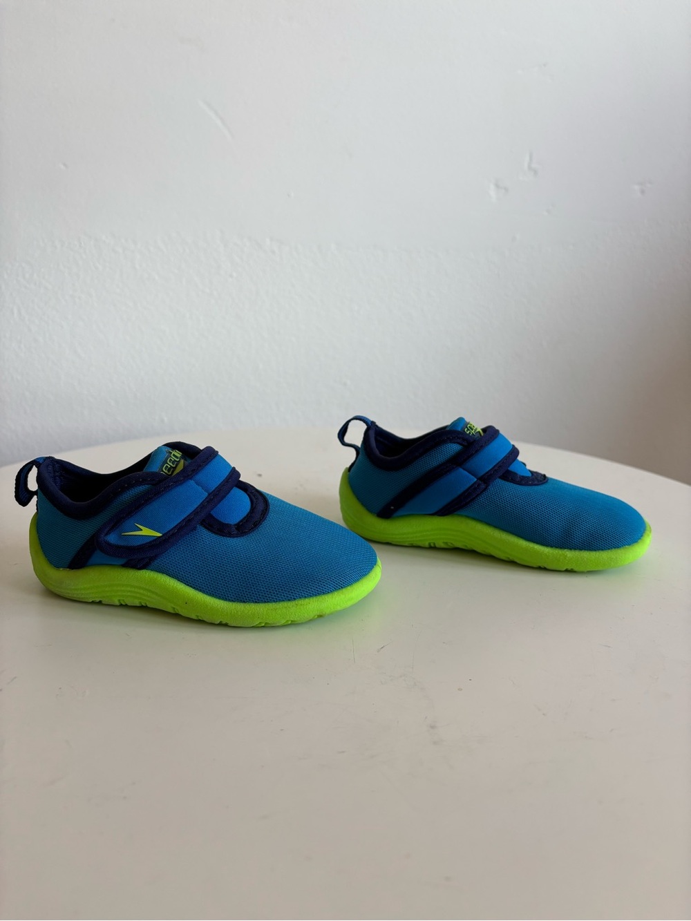 Speedo Blue and Neon Green Kids Velcro water shoe